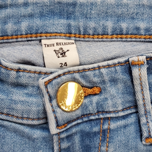 True Religion 24 Y2K Indie Sleeze Hippie Grunge Mid Rise Shadow Hem Skinny Jeans - Picture 5 of 13